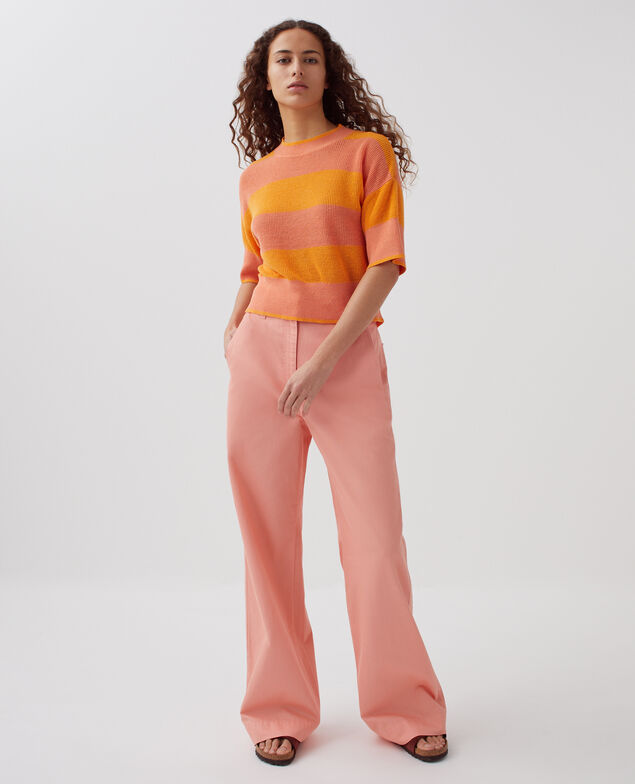 Pull cropped à manches courtes en lin H230 large sheen