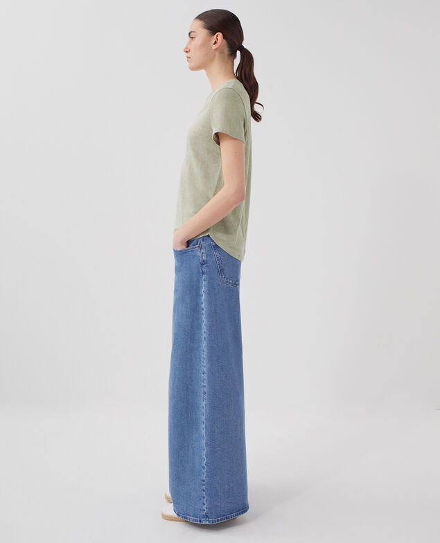 T-shirt col V en lin SARAH U520 green
