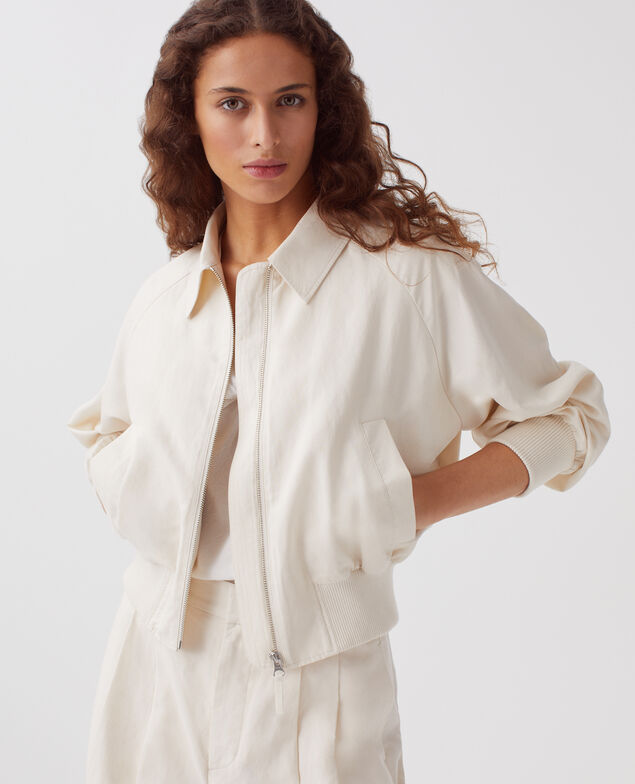Blouson court zippé J314 beige
