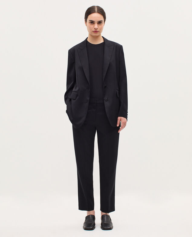 Pantalon cigarette en laine H091 black beauty