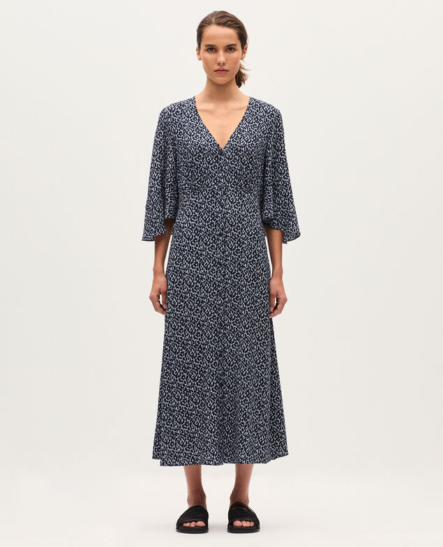 Robe longue fluide K621 leo blue