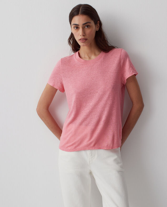 T-shirt col rond en lin AMANDINE H110 lantana