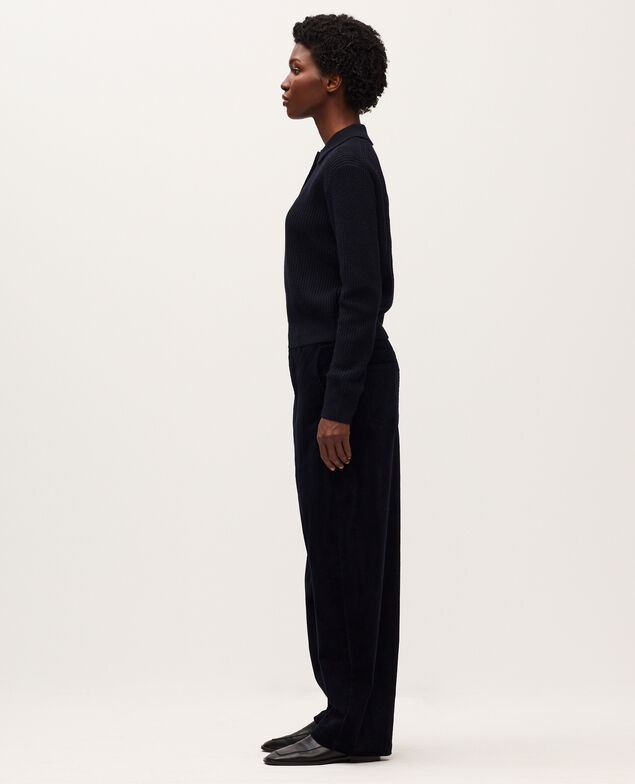 Pantalon barrel en velours côtelé U690 navy
