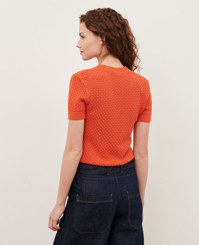 Pull à manches courtes en coton 0220 apricot orange