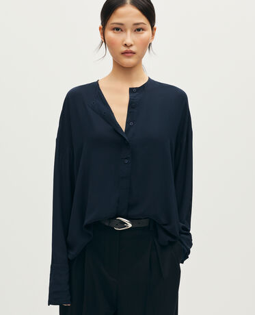 Fluid oversized blouse L690 saphire blue