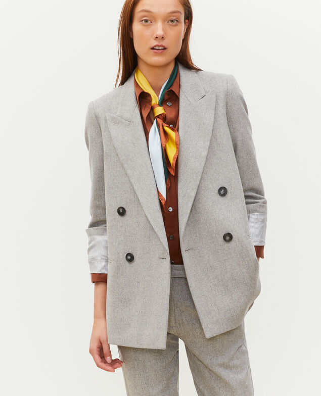 Blazer croisé en laine Light grey melange