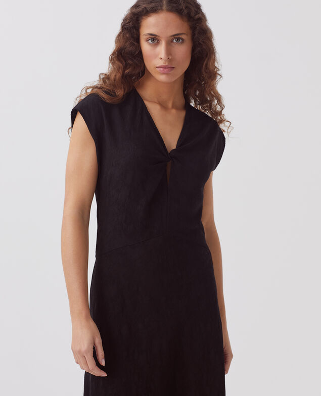 Robe longue fluide torsadée H091 black beauty