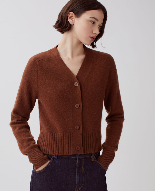 Cardigan en cachemire I370 emperador coffee
