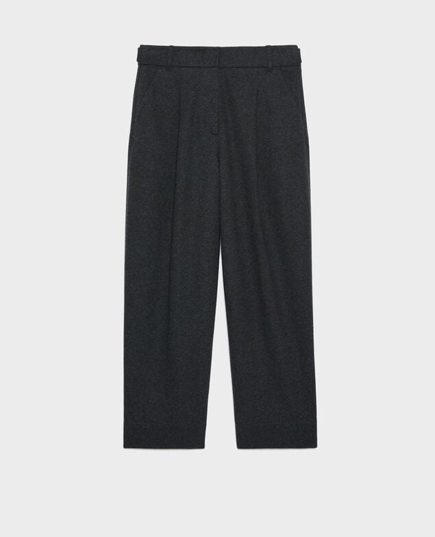 PEGGY - Wool blend carrot trousers A081 solid dark grey