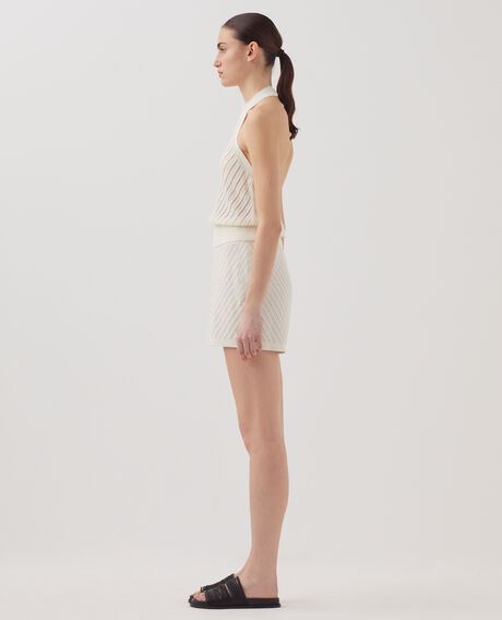 Top dos nu en maille textur&eacute;e H011 eggnog