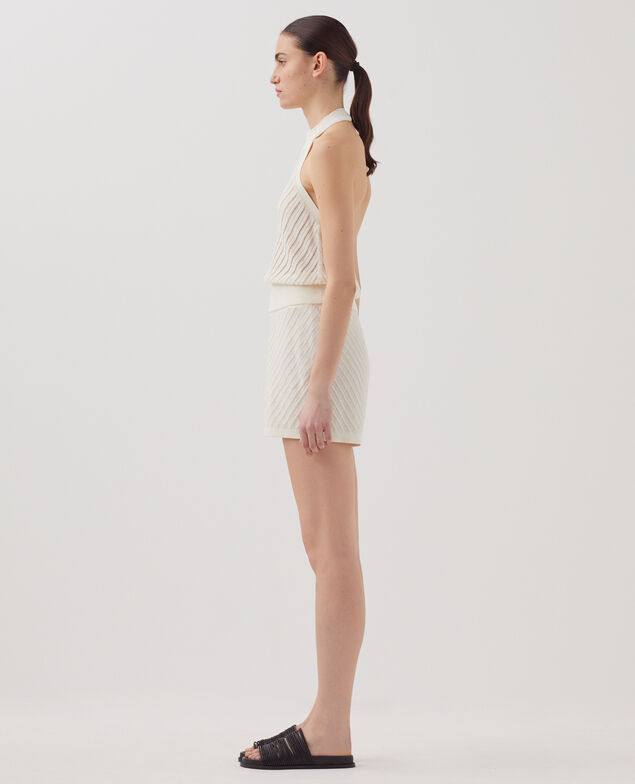 Top dos nu en maille texturée H011 eggnog