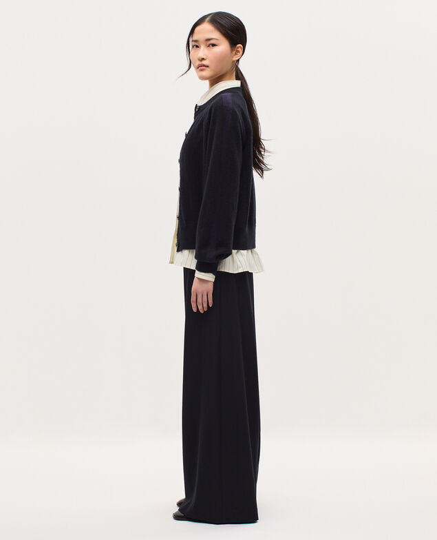 Cardigan col rond en cachemire K090 black st navy