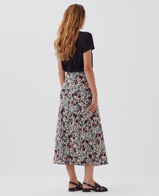 Jupe midi fluide J751 leaf burgundy