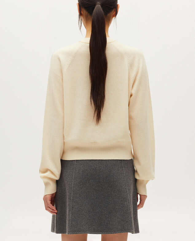 Pull col rond en cachemire K011 ecru st gray