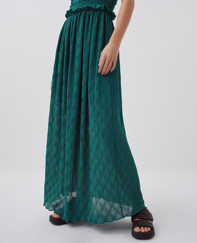 Robe longue fluide à smocks H644 spruced-up blue