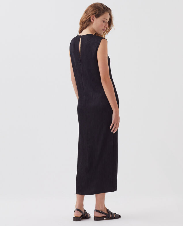 Robe longue texturée sans manches H091 black beauty