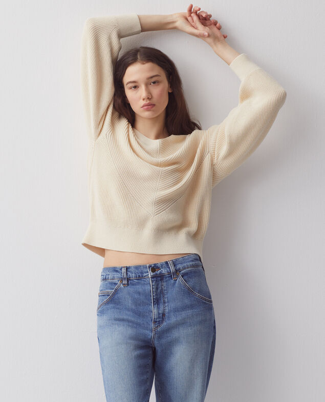 Pull à col V en coton H304 albore