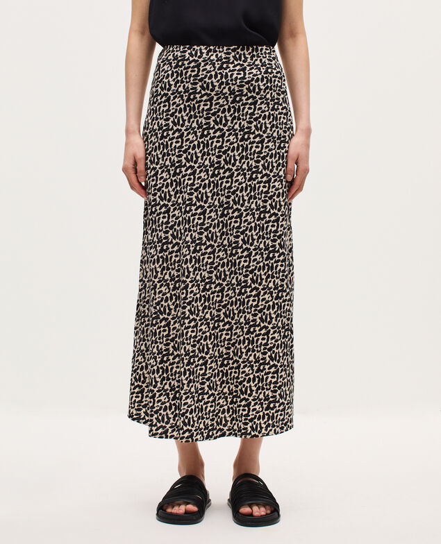 Jupe midi fluide satinée K010 leo ecru