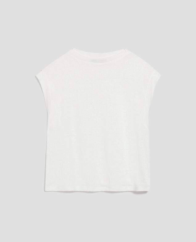 T-shirt boxy en lin KARO U010 off white