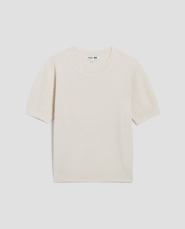 Pull à manches courtes en coton U010 off white