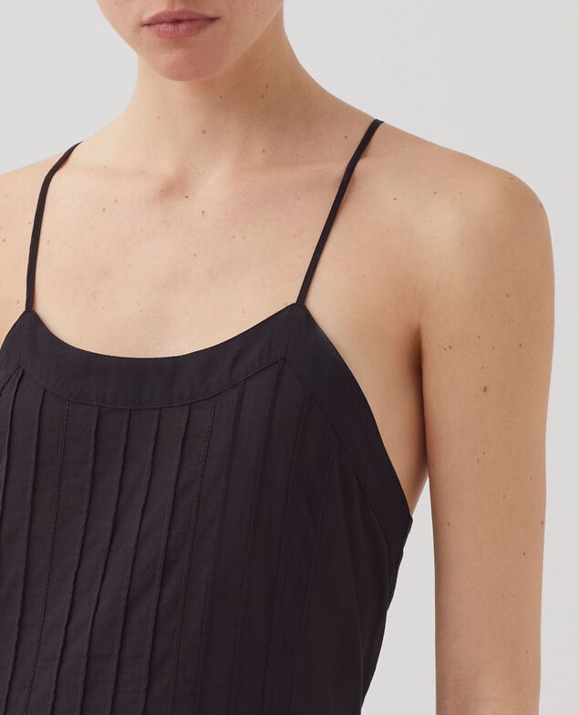 Robe longue à bretelles en voile de coton H091 black beauty