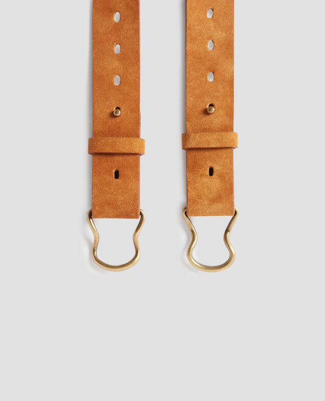 Ceinture fine en cuir suédé H323 camel