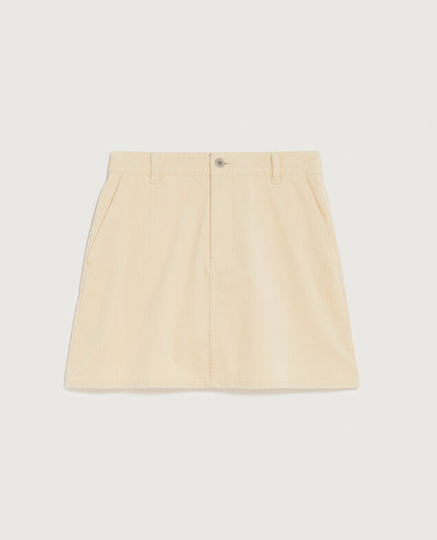 Jupe courte en velours côtelé U010 off white
