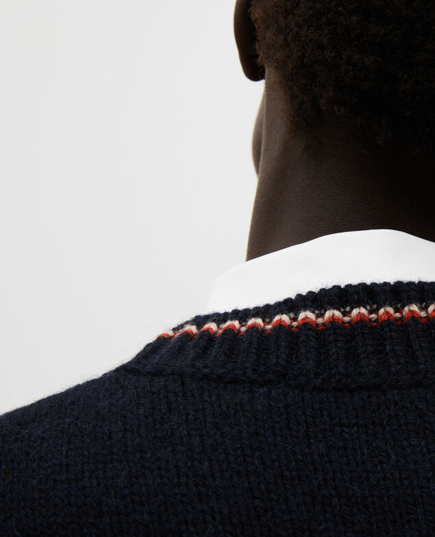 Pull jacquard sans manches en laine alpaga Black brandy lighttaupe jacquard