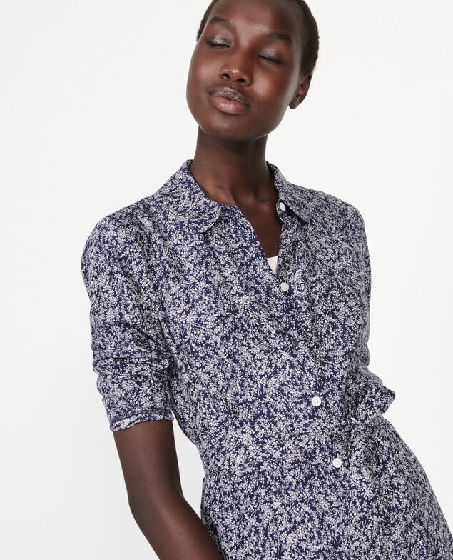 Robe en soie Feuillage maritime cream