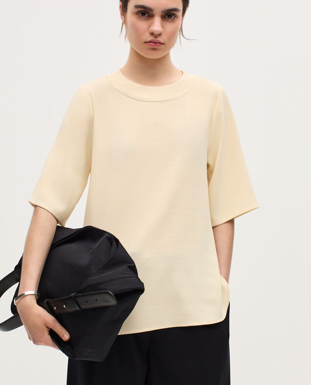 Top en crêpe satiné K300 ecru beige