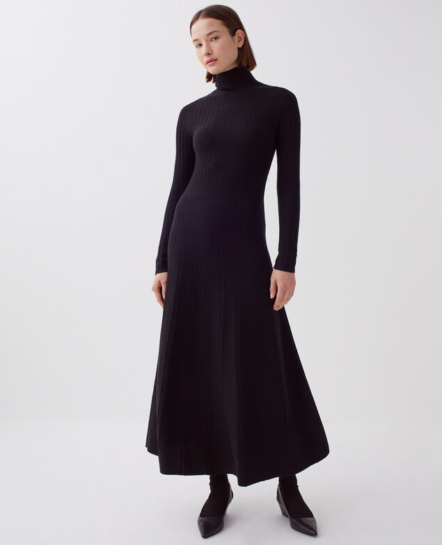 Robe longue en laine mérinos H091 black beauty