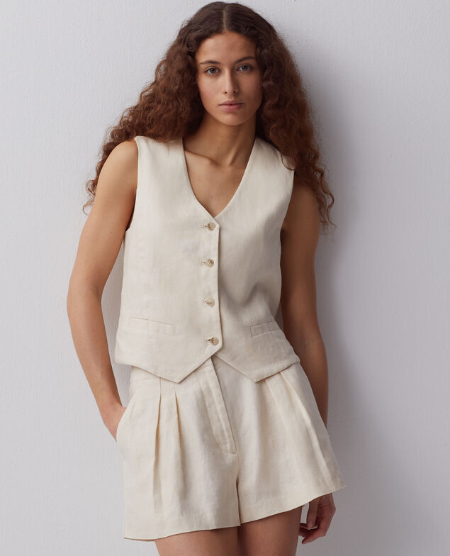 Gilet sans manches en lin H303 white swan