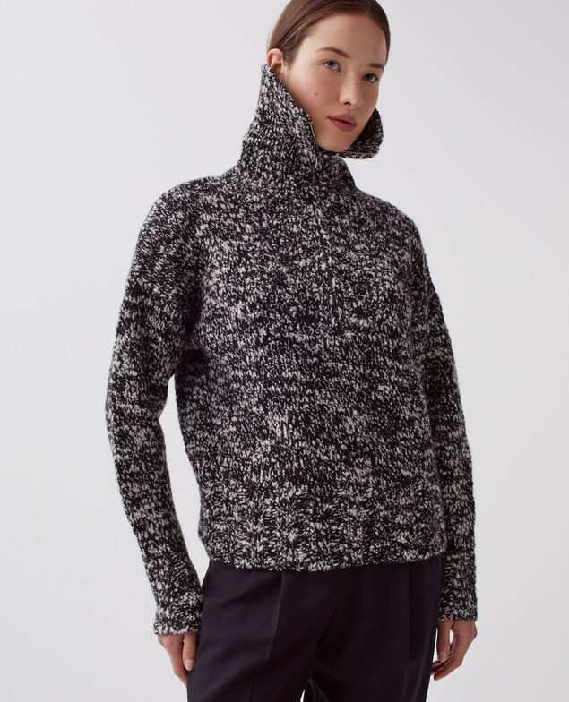 Pull à col camionneur zippé I099 boucle blk/white