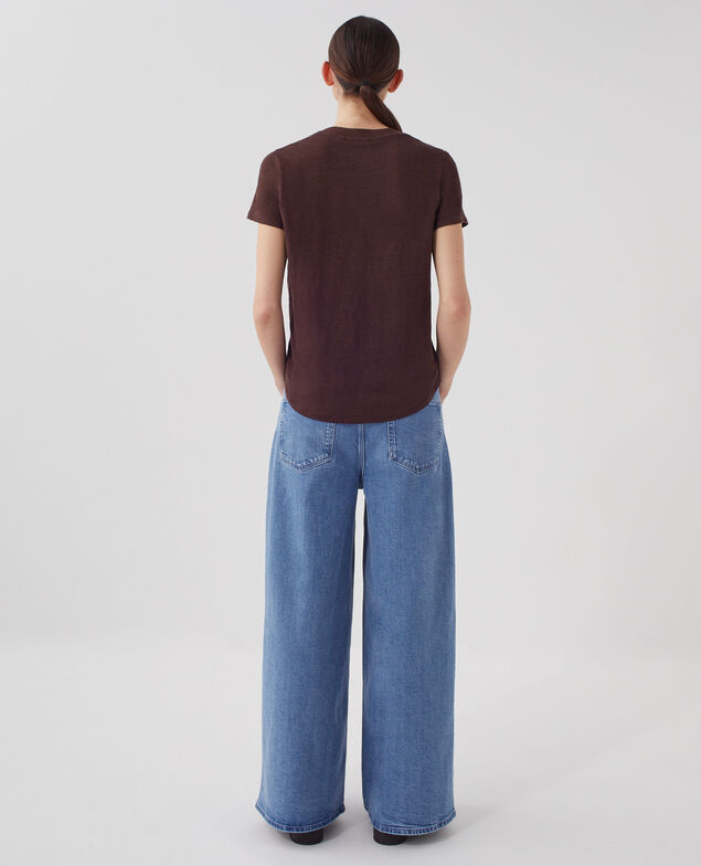 T-shirt col V en lin SARAH U190 wine