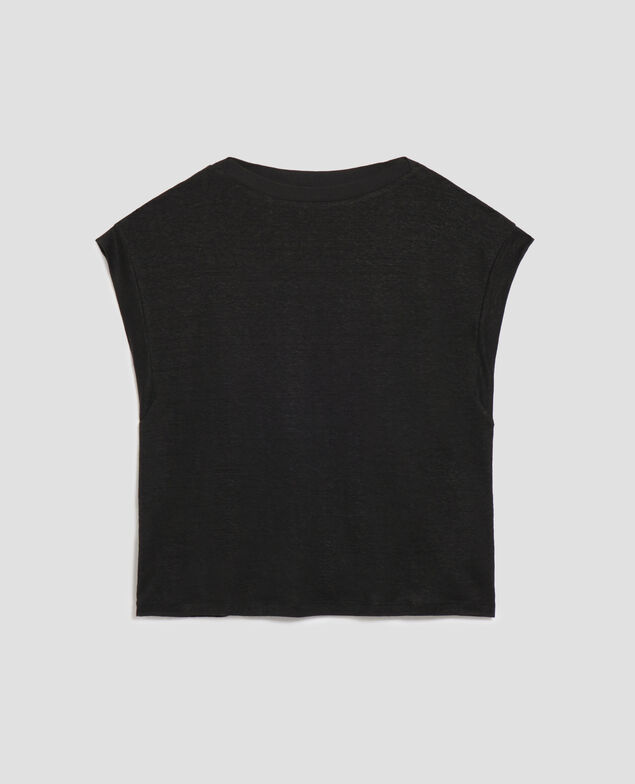 T-shirt boxy en lin KARO H091 black beauty