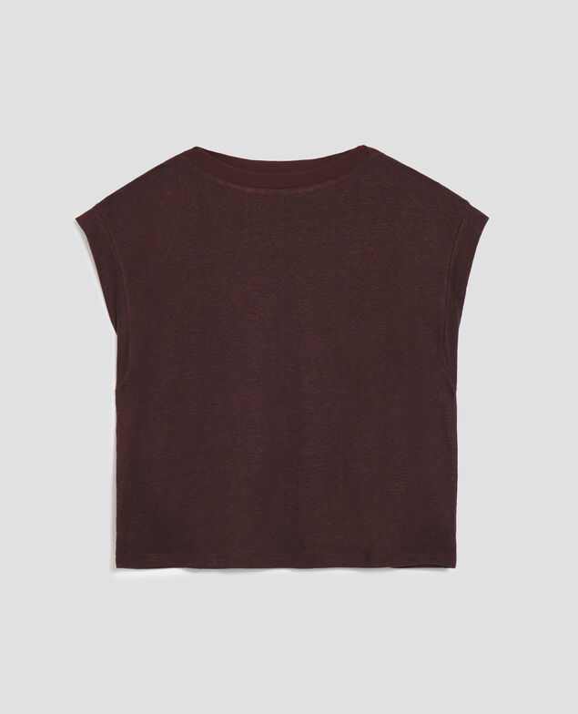 T-shirt boxy en lin KARO J790 chocolate plum