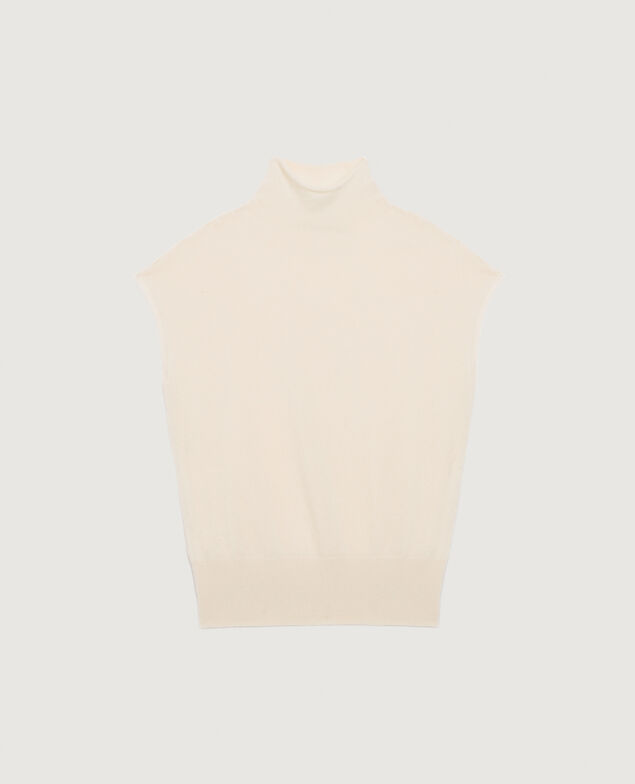 Pull sans manches en cachemire  K011 ecru st gray