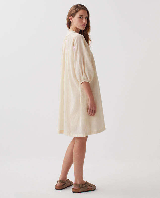 Robe ample courte en coton froissé J300 natural