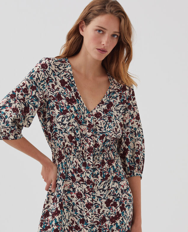 Robe longue fluide LUDIVINE J751 leaf burgundy