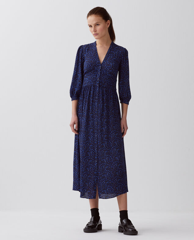 Robe longue fluide I662 batik navy
