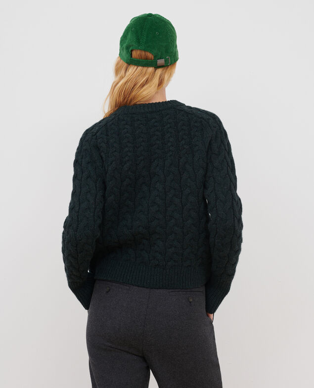 Pull col rond en laine mérinos A591 dark green pine