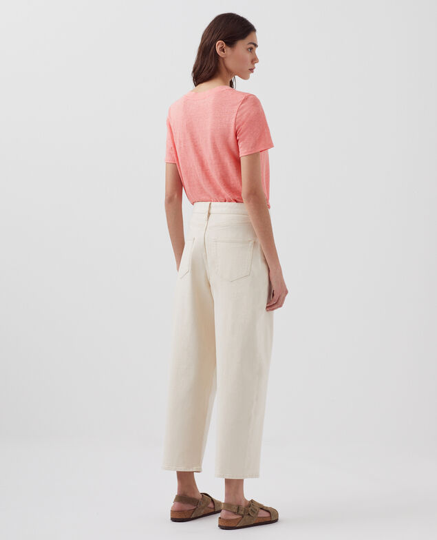T-shirt col V en lin SARAH H101 silver pink