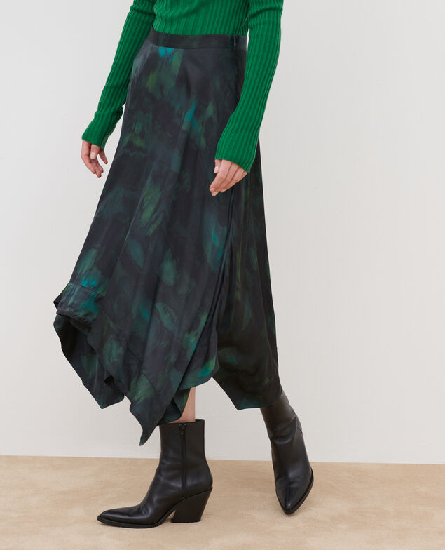 Jupe longue fluide A581 print bolero green