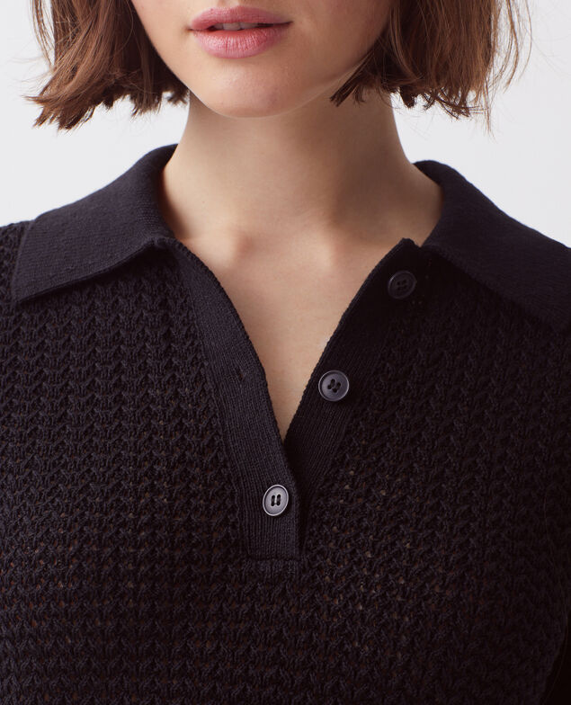 Pull col polo à manches courtes H091 black beauty