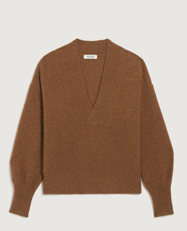 Pull col V en cachemire K350 mel brown