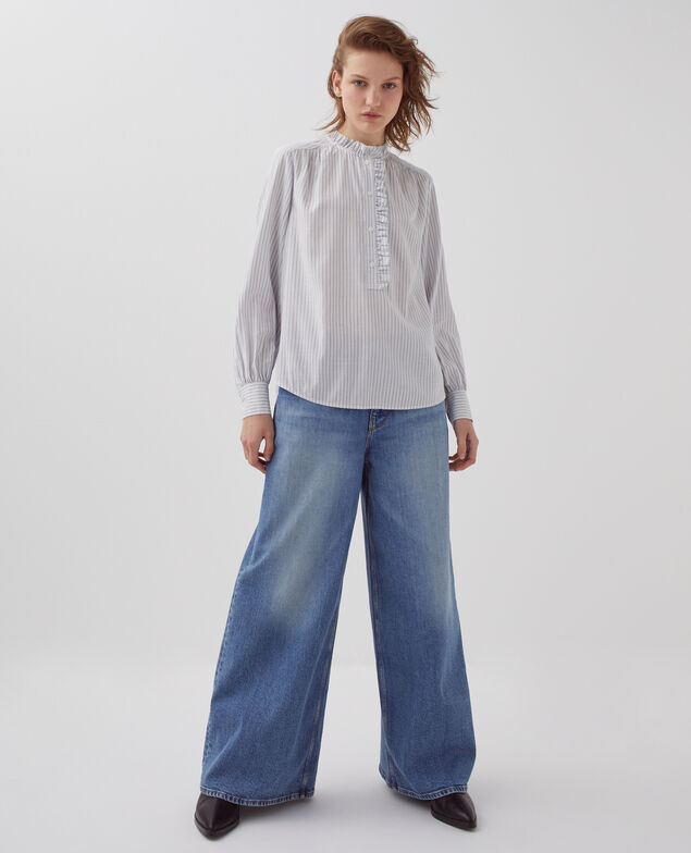 Blouse détails de volants I098 st black blue