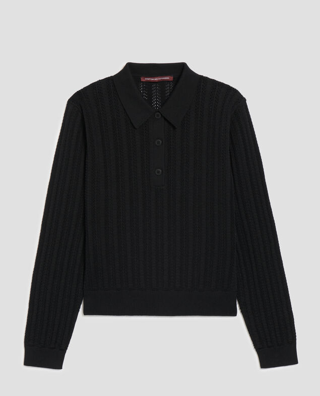 Pull col polo en coton U090 black