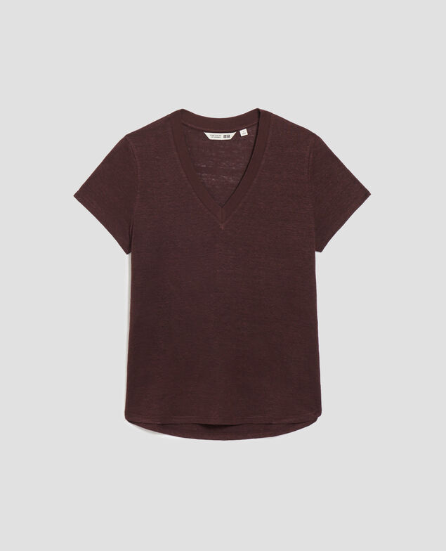 T-shirt col V en lin SARAH U190 wine