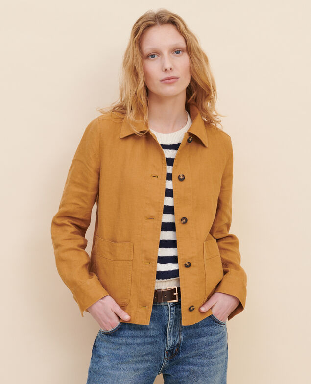 Veste de travail en lin Panama 36 brown