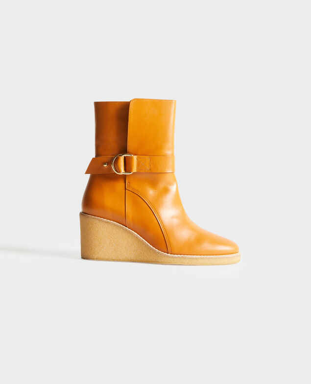 Bottines compensées en cuir 4249 camel